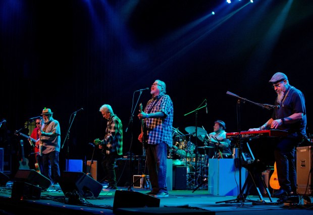 Los Lobos performs during a benefit concert for the Cheech...