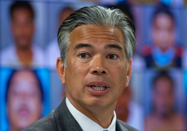 State Attorney General Rob Bonta speaks about gang takedowns, weapons...