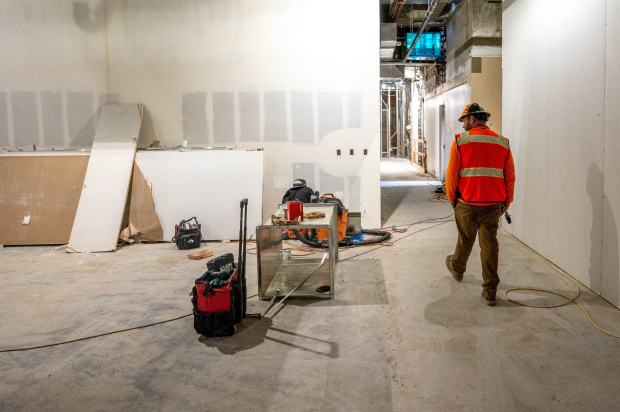 Tucker May, senior superintendent of Hamel Contracting, walks through a future second-floor gallery Thursday, Nov. 4, 2021, as construction continues at The Cheech Marin Center for Chicano Art and Culture of the Riverside Art Museum. (Photo by Watchara Phomicinda, The Press-Enterprise/SCNG)