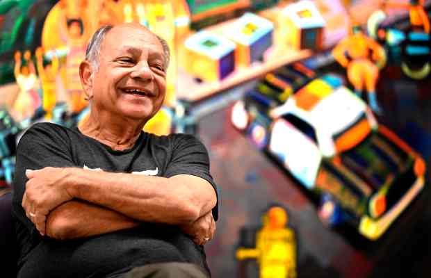 Actor, musician, comedian and activist Cheech Marin, 75, sits inside...