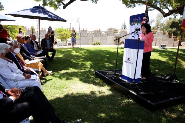 Los Angeles County Supervisor, Hilda Solis, speaks during an event...