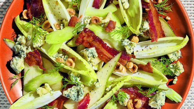 Blue Cheese, Bacon, and Celery Salad can be augmented with roasted hazelnuts or pecan and sliced fruit, such as apple or pear. (Photo by Chloe Hardwick)