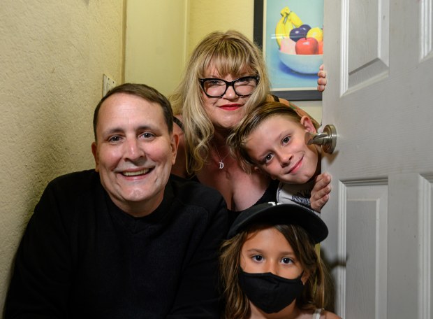 David and Beth Von Sands with their children, Nico, 8,...