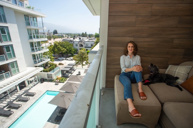 Melissa Spolar and her dog, Harriet, at the Pasadena apartment...