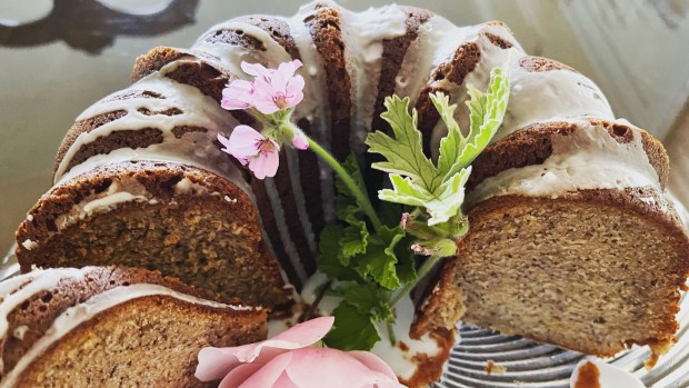 Classic Banana Bundt Cake is made with very ripe bananas, plus sour cream, which is supposed to accentuate the fruit's flavor. (Photo by Cathy Thomas)