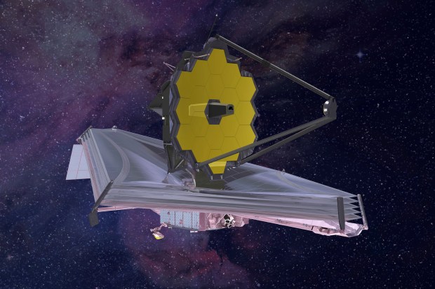 This 2015 artist's rendering provided by Northrop Grumman via NASA shows the James Webb Space Telescope. The telescope is designed to peer back so far that scientists will get a glimpse of the dawn of the universe about 13.7 billion years ago and zoom in on closer cosmic objects, even our own solar system, with sharper focus. (Northrop Grumman/NASA via AP, File)
