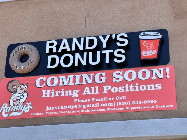 The sign outside Randy's Donuts in Riverside depicts the chain's iconic replica of a doughnut. (Photo by Fielding Buck, The Press-Enterprise/SCNG)