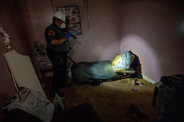 Security guard Melvin Fernandez finds makeshift bedroom inside the abandoned...