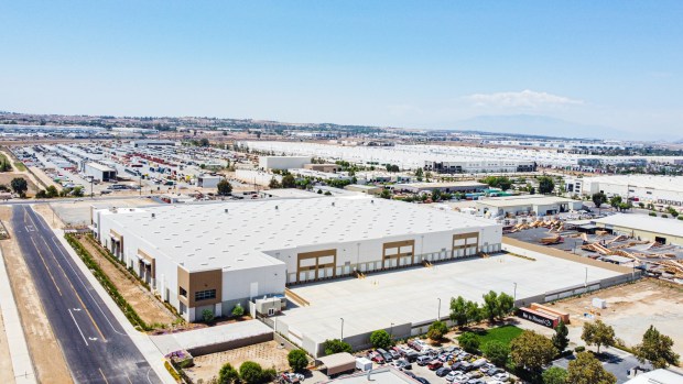 Dedeaux Properties in Los Angeles has sold a 205,589-square-foot industrial building in Perris to an unidentified investor. Terms of the sale were not disclosed for the property at 100 Walnut Ave., which was completed recently on 9.56 acres. (Courtesy of Avison Young)